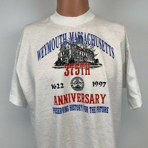 Weymouth Massachusetts 375th Anniversary Single Stitch T Shirt Vtg 90s 1997 L
